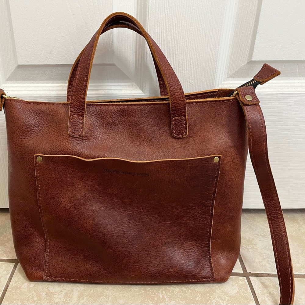 Portland Leather Goods Nutmeg Medium Crossbody Tote w/Zipper